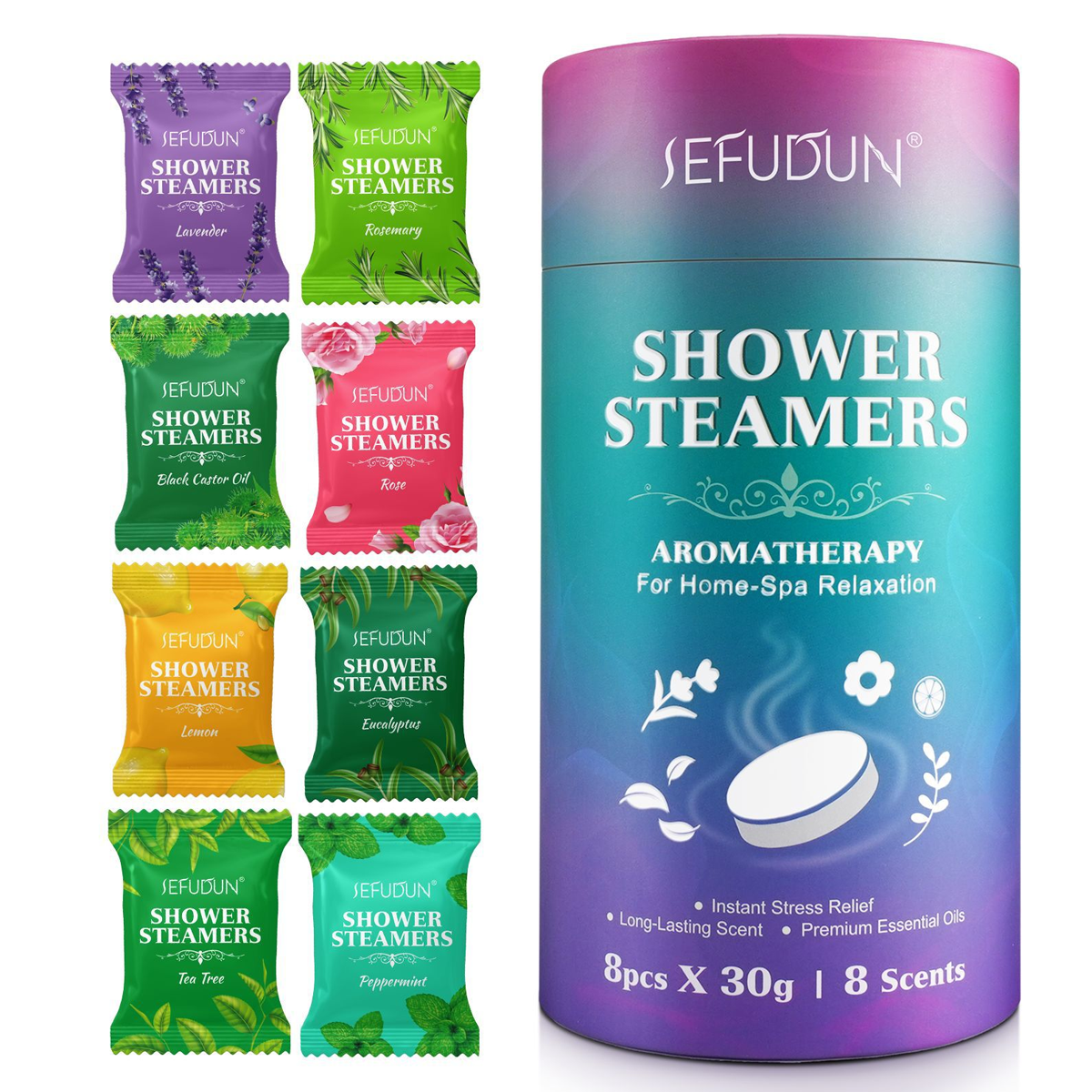 Aromatherapy Bath Oil Tablets Moisturising Spa Shower Bomb Effervescent Salt V528-SHOWER-STEAMERS-8PCS-236253
