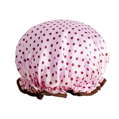 Double Layer Lux Shower Cap Bath Hat Hair Care Women Sleep Waterproof Reusable - Dark Blue V528-SHOWERCAP-DARKBLUE-549233