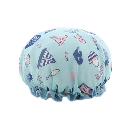 Double Layer Lux Shower Cap Bath Hat Hair Care Women Sleep Waterproof Reusable - Khaki V528-SHOWERCAP-KHAKI-11595