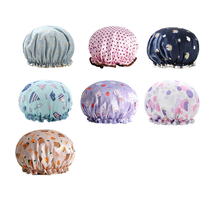 Double Layer Lux Shower Cap Bath Hat Hair Care Women Sleep Waterproof Reusable - Light Blue V528-SHOWERCAP-LIGHTBLUE-855152