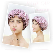 Double Layer Lux Shower Cap Bath Hat Hair Care Women Sleep Waterproof Reusable - Light Blue V528-SHOWERCAP-LIGHTBLUE-855152