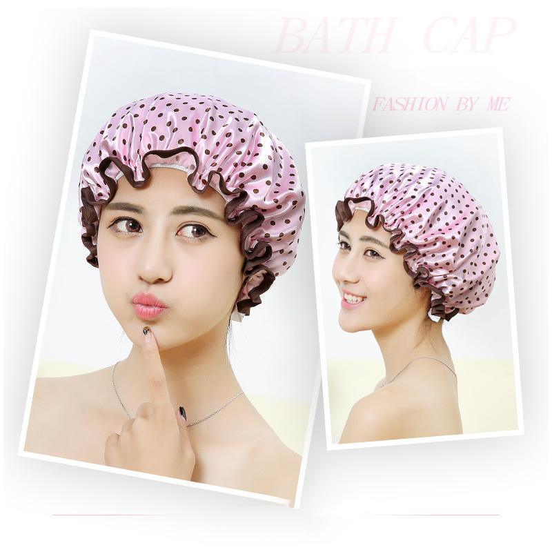 Double Layer Lux Shower Cap Bath Hat Hair Care Women Sleep Waterproof Reusable - Light Blue V528-SHOWERCAP-LIGHTBLUE-855152