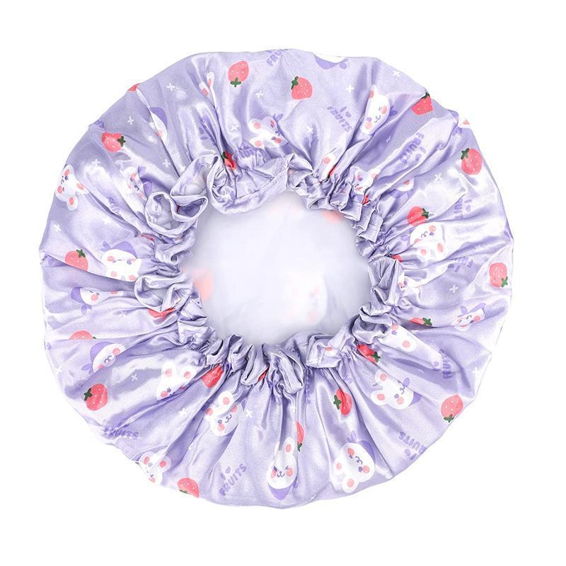 Double Layer Lux Shower Cap Bath Hat Hair Care Women Sleep Waterproof Reusable - Light Blue V528-SHOWERCAP-LIGHTBLUE-855152