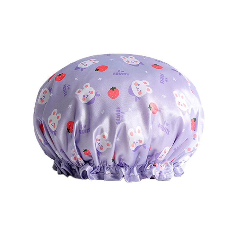 Double Layer Lux Shower Cap Bath Hat Hair Care Women Sleep Waterproof Reusable - Light Blue V528-SHOWERCAP-LIGHTBLUE-855152