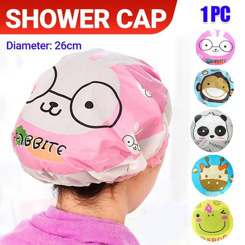 Reusable Women Girls Hair Wrap Waterproof Shower Bath Shower Cap Hat - Monkey V528-SHOWERCAP-MONKEY-1PC-544534