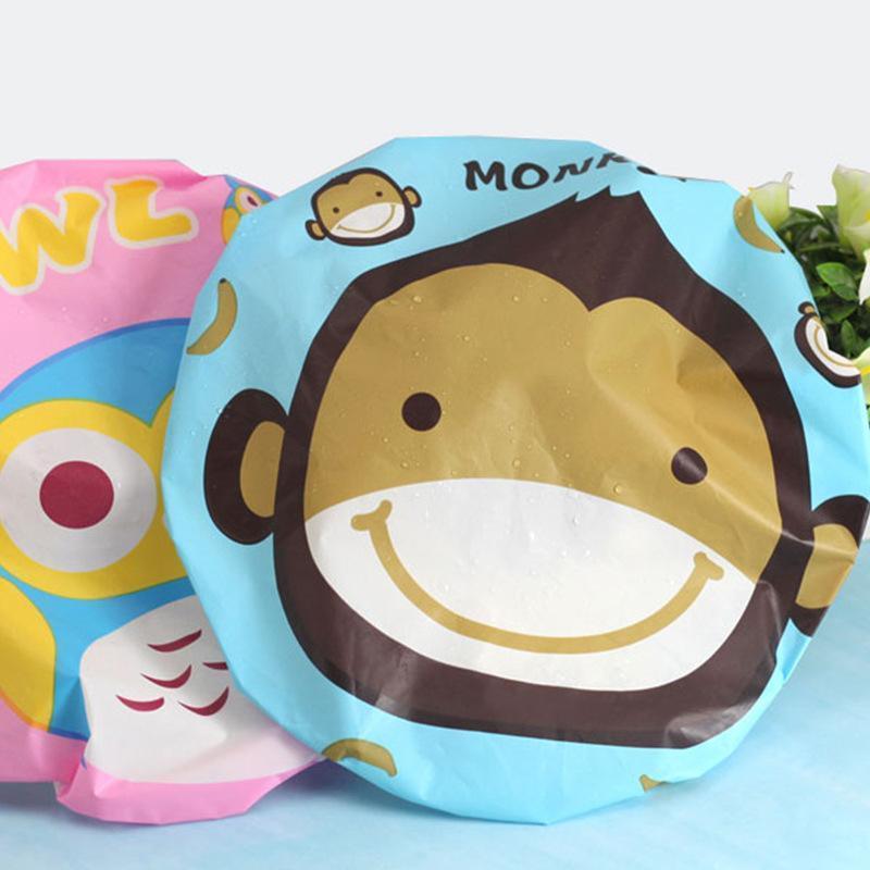 Reusable Women Girls Hair Wrap Waterproof Shower Bath Shower Cap Hat - Monkey V528-SHOWERCAP-MONKEY-1PC-544534