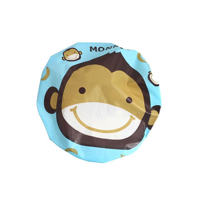 Reusable Women Girls Hair Wrap Waterproof Shower Bath Shower Cap Hat - Monkey V528-SHOWERCAP-MONKEY-1PC-544534