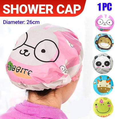 Reusable Women Girls Hair Wrap Waterproof Shower Bath Shower Cap Hat - Panda V528-SHOWERCAP-PANDA-1PC-802311
