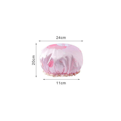 Double Layer Lux Shower Cap Bath Hat Hair Care Women Sleep Waterproof Reusable - Purple V528-SHOWERCAP-PURPLE-211136