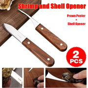 2PCS Shrimp Deveiner and Shellfish Opener Knife Set Stainless Steel Wood Handle V528-SHRIMPOPENER-2PCS-348526