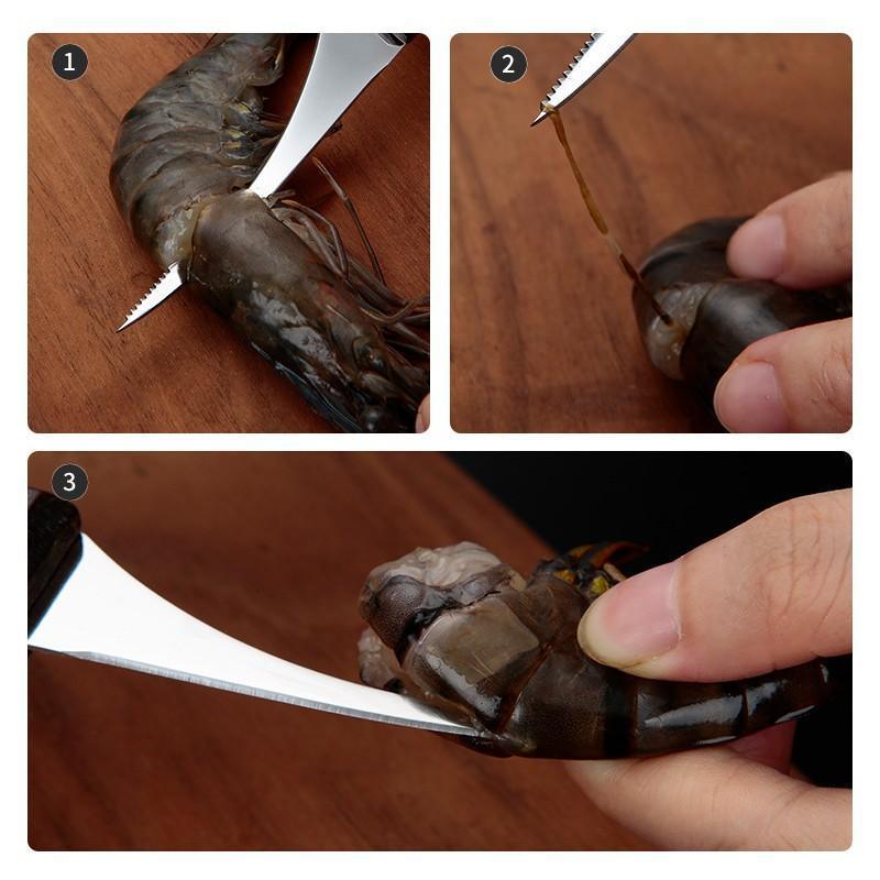 2PCS Shrimp Deveiner and Shellfish Opener Knife Set Stainless Steel Wood Handle V528-SHRIMPOPENER-2PCS-348526