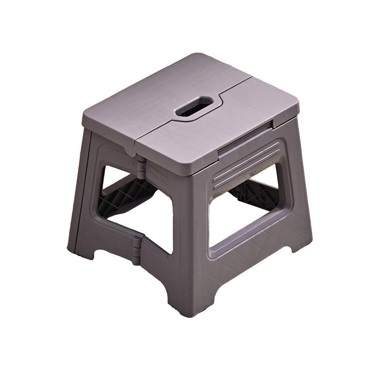 Portable Adjustable Folding Plastic Stool Retractable Outdoor Fishing Chair - Grey V528-SHRINK-STOOL-GREY-BLUE-859450