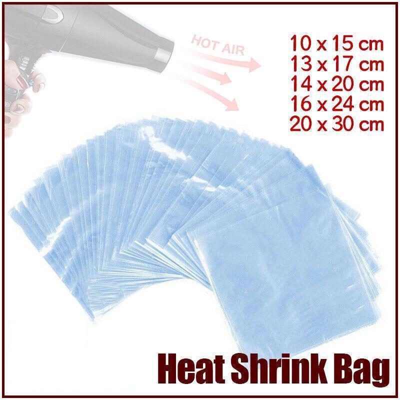 100X Heat Shrink PVC Bags Wrap Film for Gift Crafts & Soap - 16x24cm V528-SHRINKBAG-100PCS-16-24CM-365240