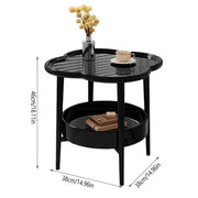 Trendy Black Round Coffee Side Table Modern Minimalist End Table for Living Room V528-SIDE-TABLE-BLACK-247589
