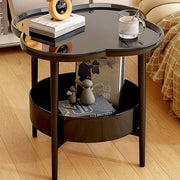 Trendy Black Round Coffee Side Table Modern Minimalist End Table for Living Room V528-SIDE-TABLE-BLACK-247589