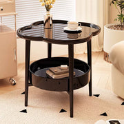 Trendy Black Round Coffee Side Table Modern Minimalist End Table for Living Room V528-SIDE-TABLE-BLACK-247589
