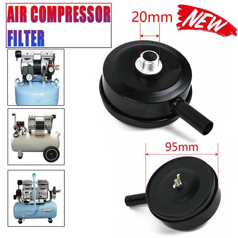 2 Pcs Compressor Male Threaded 20Mm Air Intake Silencer Filter Black Metal Shell V528-SILENCERFILTER-20MM-115235