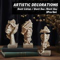 Resin Sculpture 3pcs Modern Office Desktop Art Decor Ornament Home Decoration V528-SILENT-S-CMSJ-SHAYAN3PC-272800