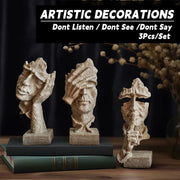 Resin Sculpture 3pcs Modern Office Desktop Art Decor Ornament Home Decoration V528-SILENT-S-CMSJ-SHAYAN3PC-272800
