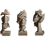 Resin Sculpture 3pcs Modern Office Desktop Art Decor Ornament Home Decoration V528-SILENT-S-CMSJ-SHAYAN3PC-272800