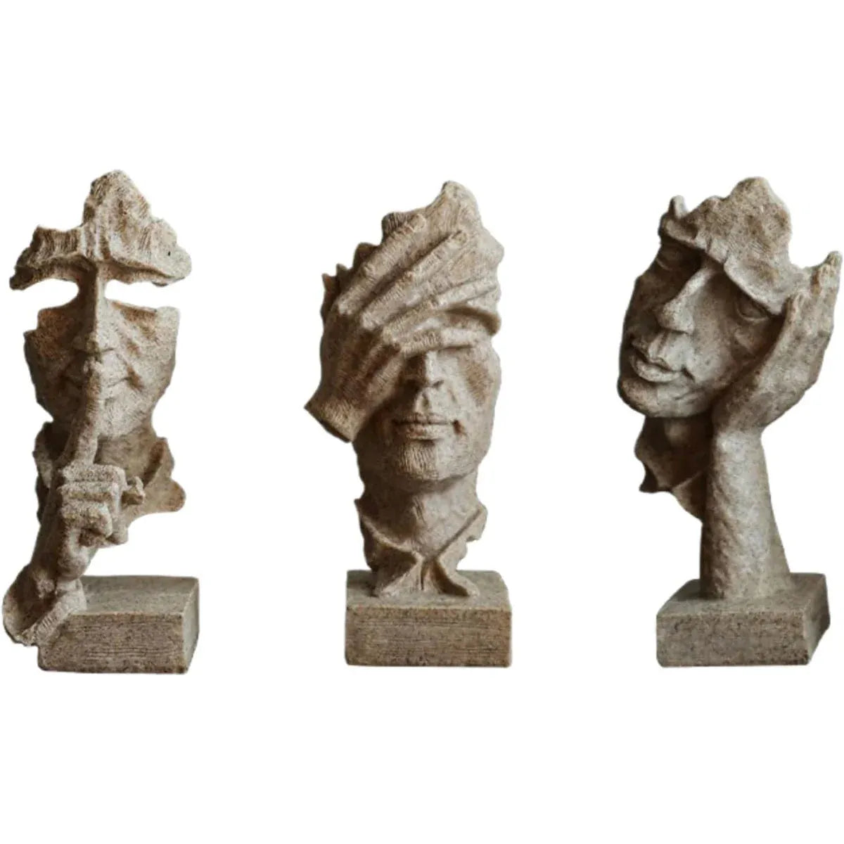 Resin Sculpture 3pcs Modern Office Desktop Art Decor Ornament Home Decoration V528-SILENT-S-CMSJ-SHAYAN3PC-272800