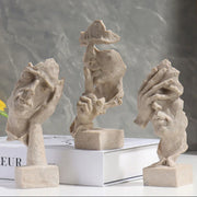 Resin Sculpture 3pcs Modern Office Desktop Art Decor Ornament Home Decoration V528-SILENT-S-CMSJ-SHAYAN3PC-272800