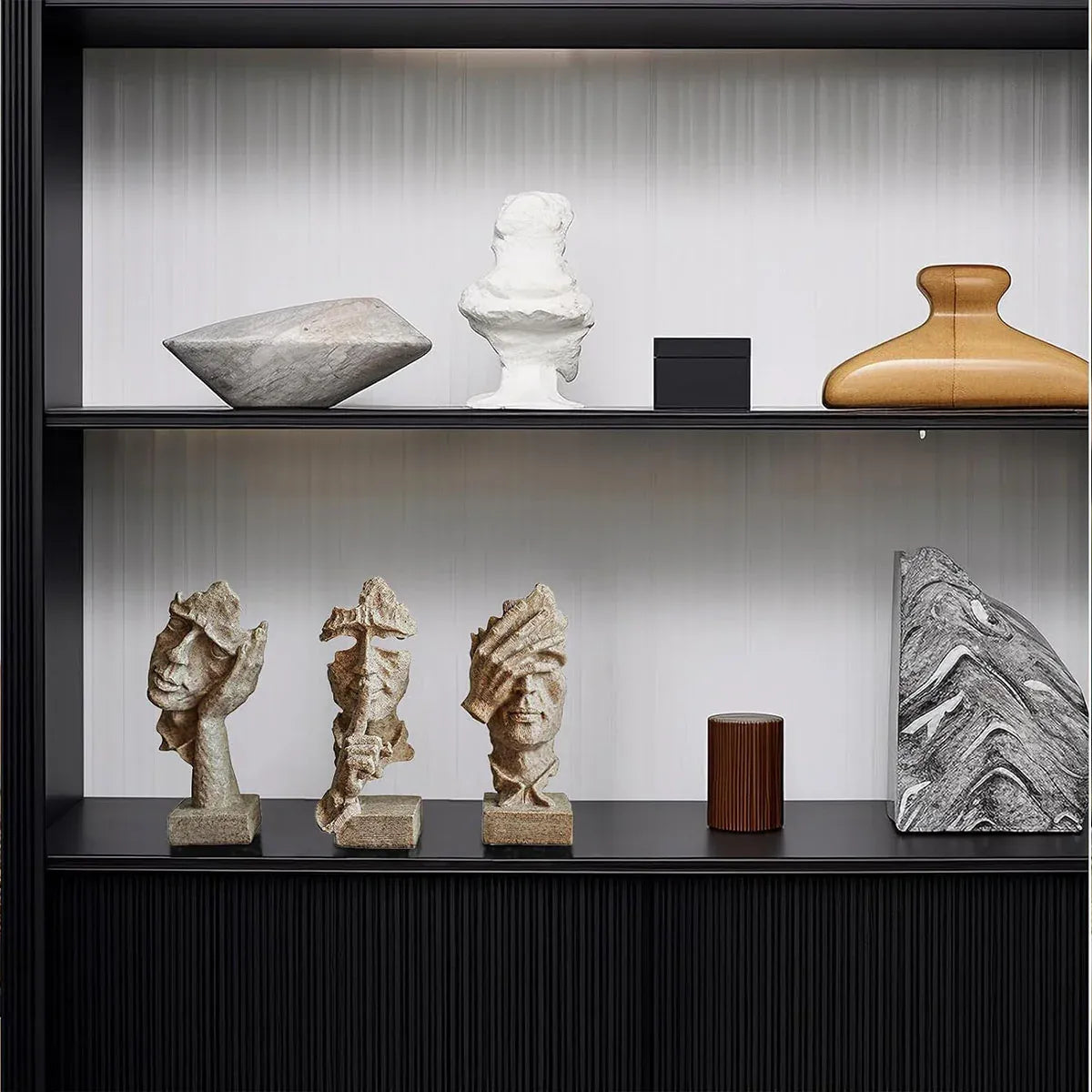 Resin Sculpture 3pcs Modern Office Desktop Art Decor Ornament Home Decoration V528-SILENT-S-CMSJ-SHAYAN3PC-272800