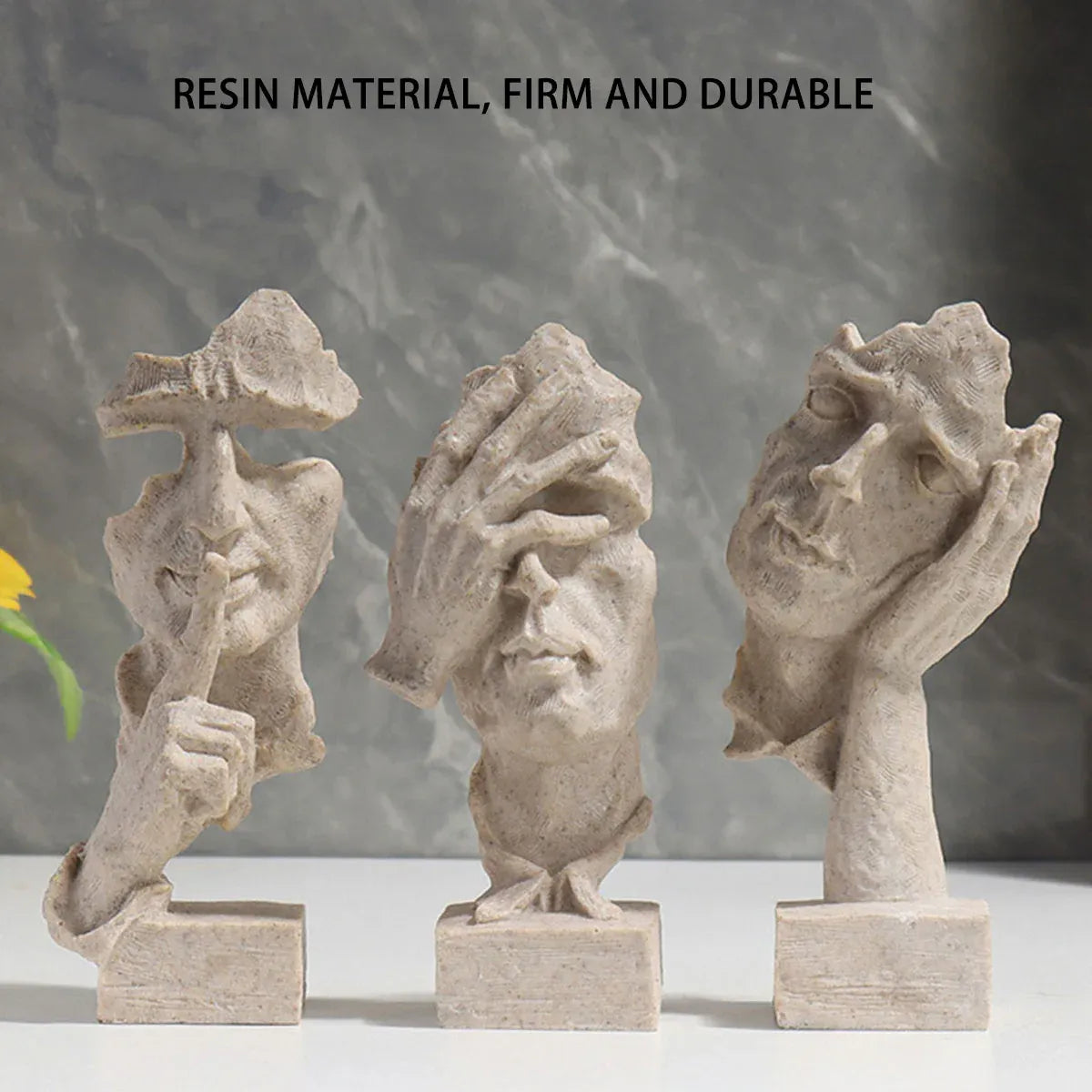 Resin Sculpture 3pcs Modern Office Desktop Art Decor Ornament Home Decoration V528-SILENT-S-CMSJ-SHAYAN3PC-272800