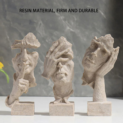 Resin Sculpture 3pcs Modern Office Desktop Art Decor Ornament Home Decoration V528-SILENT-S-CMSJ-SHAYAN3PC-272800