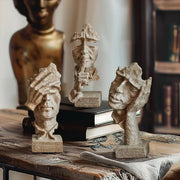Resin Sculpture 3pcs Modern Office Desktop Art Decor Ornament Home Decoration V528-SILENT-S-CMSJ-SHAYAN3PC-272800
