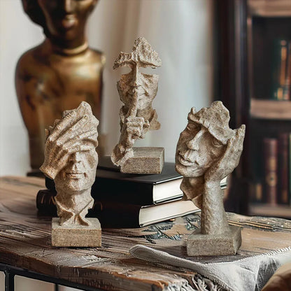 Resin Sculpture 3pcs Modern Office Desktop Art Decor Ornament Home Decoration V528-SILENT-S-CMSJ-SHAYAN3PC-272800