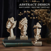Resin Sculpture 3pcs Modern Office Desktop Art Decor Ornament Home Decoration V528-SILENT-S-CMSJ-SHAYAN3PC-272800