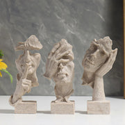 Resin Sculpture 3pcs Modern Office Desktop Art Decor Ornament Home Decoration V528-SILENT-S-CMSJ-SHAYAN3PC-272800