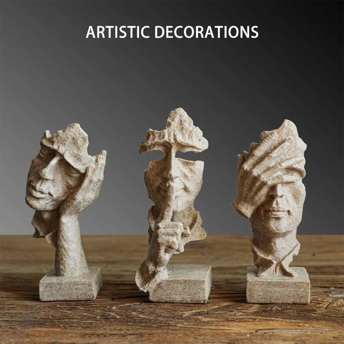 Resin Sculpture 3pcs Modern Office Desktop Art Decor Ornament Home Decoration V528-SILENT-S-CMSJ-SHAYAN3PC-272800