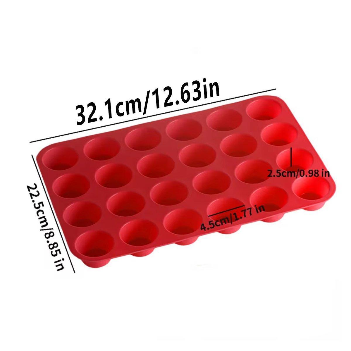 2pcs 24 Hole Round Silicone Cake Baking Pan DIY Baking Mold for Easy Cake Making V528-SILICONE-CAKE-MOLD-RED-2PCS-223377