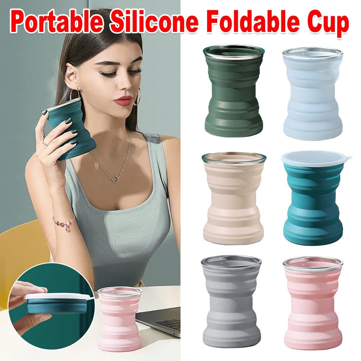 Silicone Folding Travel Mug Portable Retractable Collapsible Mug Outdoor Camping - Sakura Pink V528-SILICONE-CUP-PINK-723357