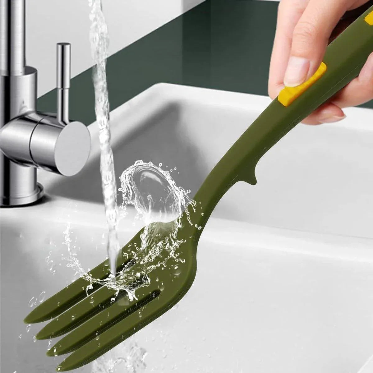 2PCS Silicone Heat Resistant Flexible Cooking Forks Dishwasher Safe Kitchen - Blue-Green V528-SILICONE-FORK-BLUE-GREEN-2PCS-259971