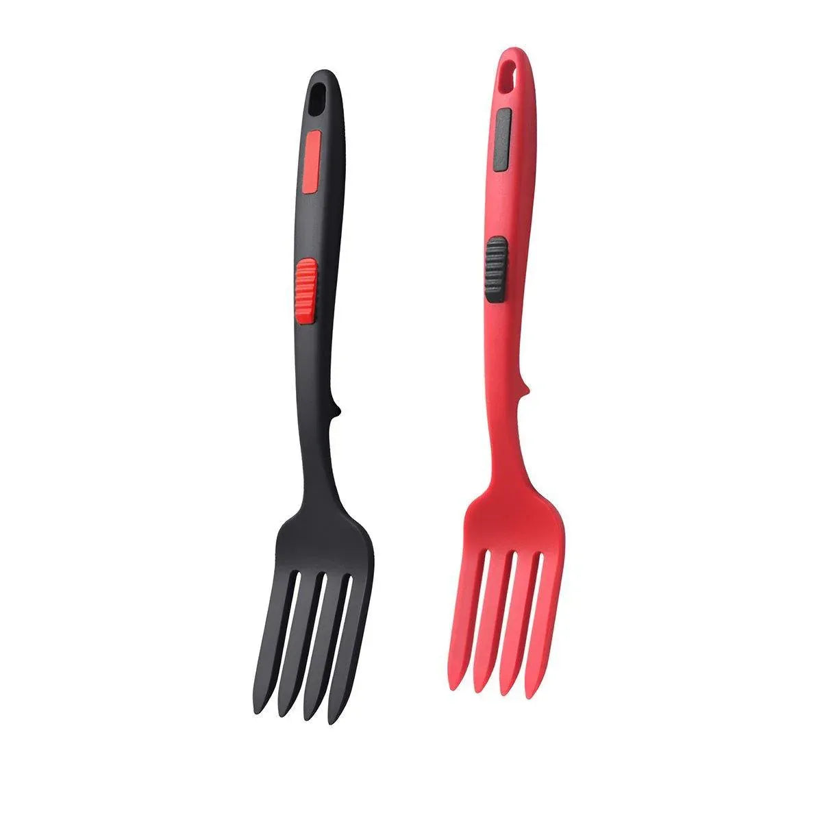 2PCS Silicone Heat Resistant Flexible Cooking Forks Dishwasher Safe Kitchen - Red-Black V528-SILICONE-FORK-RED-BLACK-2PCS-998129