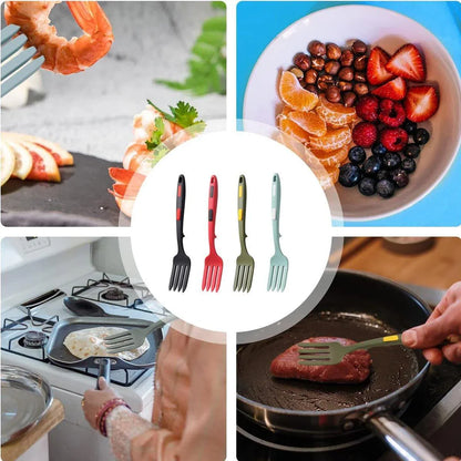 2PCS Silicone Heat Resistant Flexible Cooking Forks Dishwasher Safe Kitchen - Red-Black V528-SILICONE-FORK-RED-BLACK-2PCS-998129