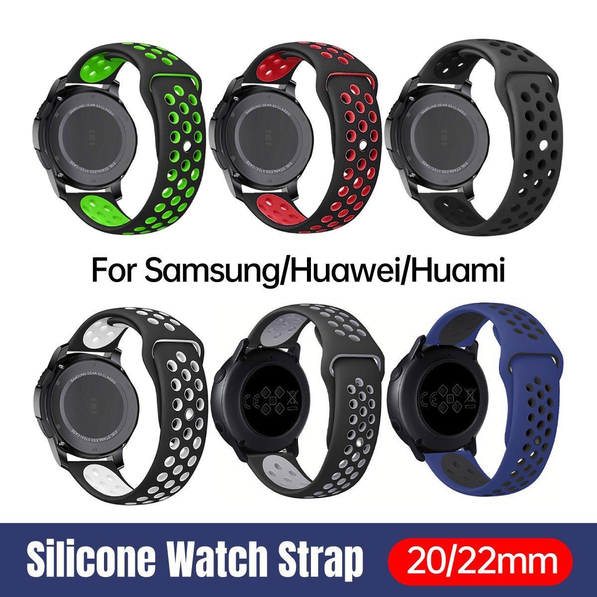 22mm 20mm Silicone Sports Watch Band for Samsung Huawei Huami Two-Tone Strap - 20mm-Green V528-SILICONE-STRAP-20MM-GREEN-124269