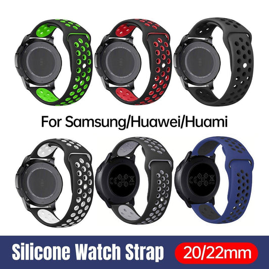 22mm 20mm Silicone Sports Watch Band for Samsung Huawei Huami Two-Tone Strap - 20mm-Red V528-SILICONE-STRAP-20MM-RED-208500