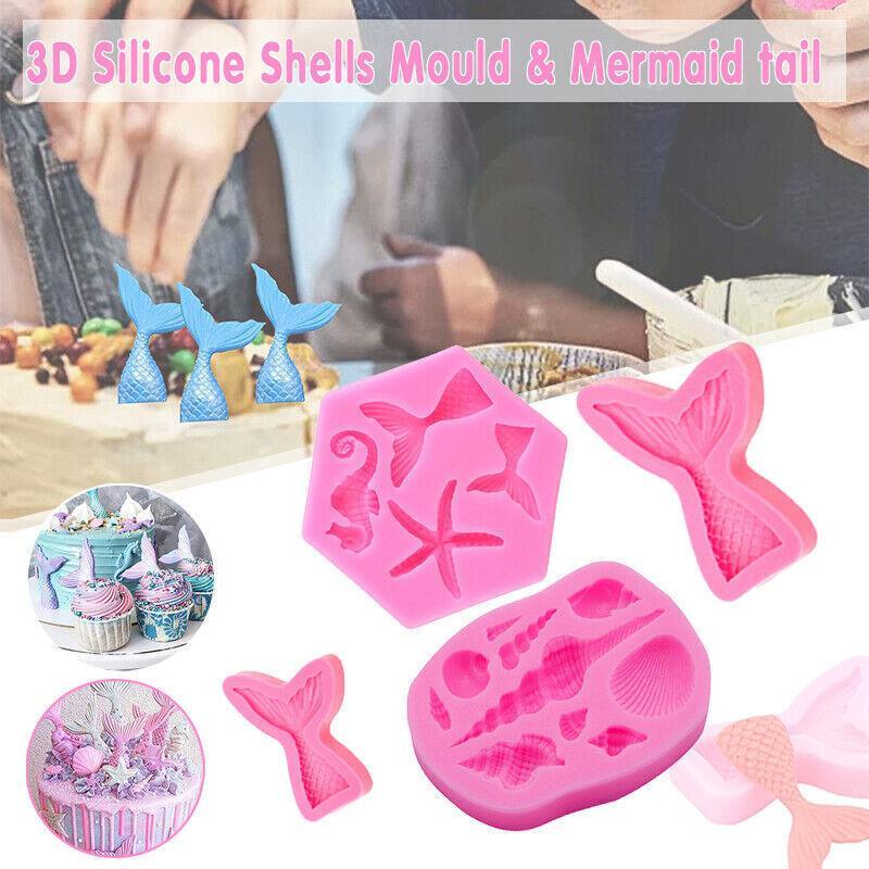 Mermaid Tail Sea Shell Silicone Cake Fondant Sugarcraft Mould Chocolate Mold - Hexagon V528-SILICONEMOLD-HEAGON-432542