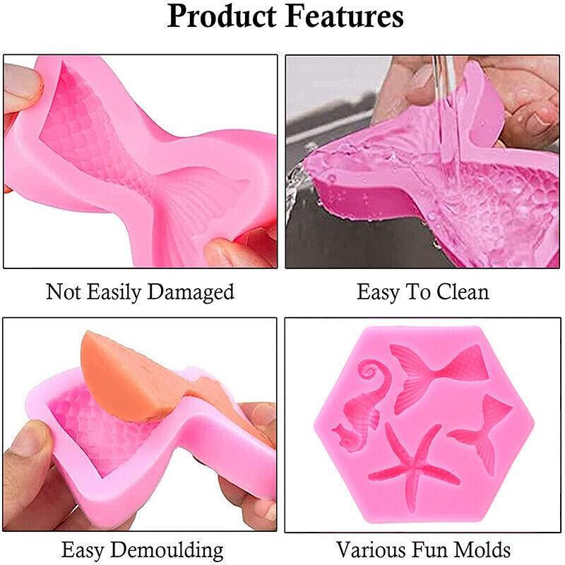 Mermaid Tail Sea Shell Silicone Cake Fondant Sugarcraft Mould Chocolate Mold - Hexagon V528-SILICONEMOLD-HEAGON-432542