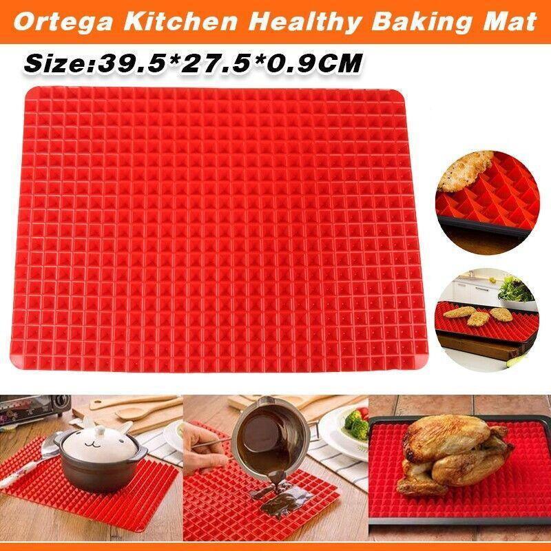 Tray Oven Pan Baking Mat Mould Sheet Liner Non-Stick Silicone Cook Pyramid V528-SILICONEPAD-RED-15859