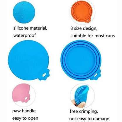 Yellow 1/2/3X Silicone Pet Food Can Cover Reusable Lid for Pet Food Storage - 1 PC V528-SILICONLID-YELLOW-1PC37197