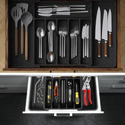 Expandable Cutlery Organizer Adjustable Silverware Drawer Storage Box Tray V528-SILVER-CASE-BLACK-159299