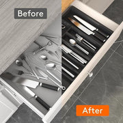 Expandable Cutlery Organizer Adjustable Silverware Drawer Storage Box Tray V528-SILVER-CASE-BLACK-159299