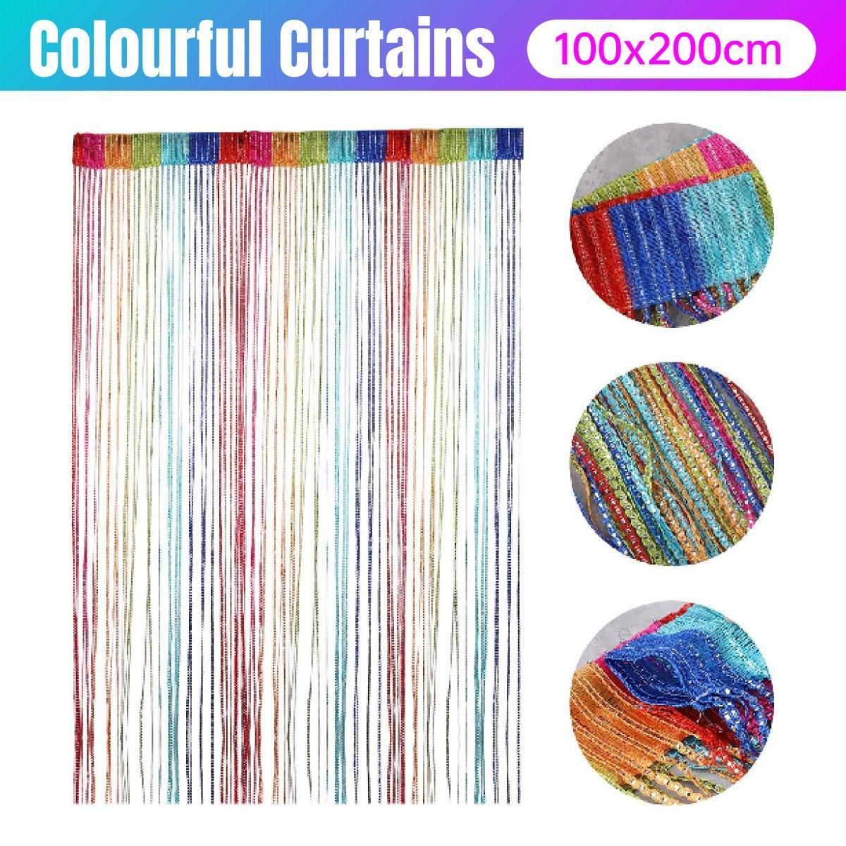 Tassel Decoration Fly Screen Panel Room Door Curtain Divider Window Bead String V528-SILVER-CURTAIN-MULTICOLOR-590674