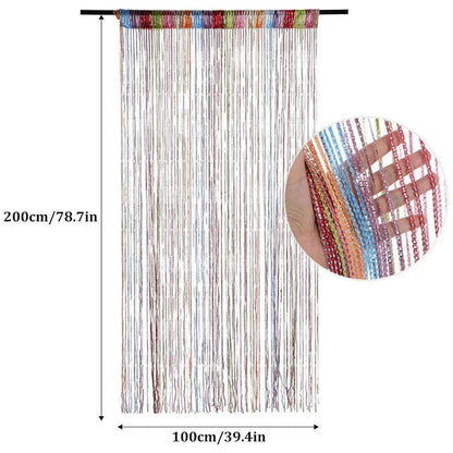 Tassel Decoration Fly Screen Panel Room Door Curtain Divider Window Bead String V528-SILVER-CURTAIN-MULTICOLOR-590674