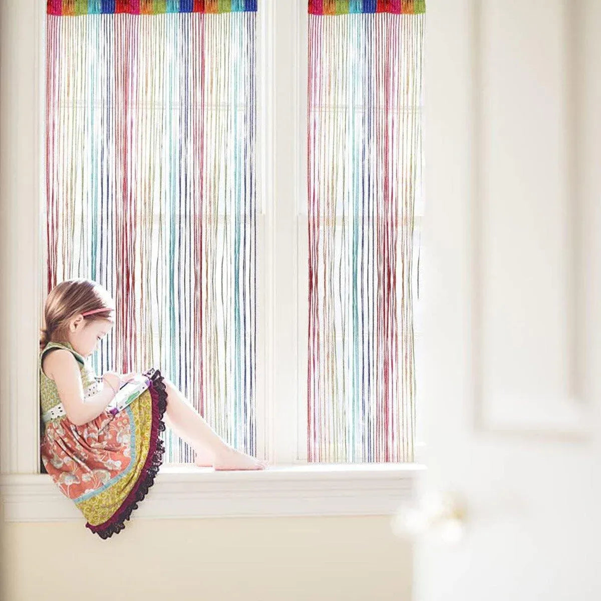 Tassel Decoration Fly Screen Panel Room Door Curtain Divider Window Bead String V528-SILVER-CURTAIN-MULTICOLOR-590674